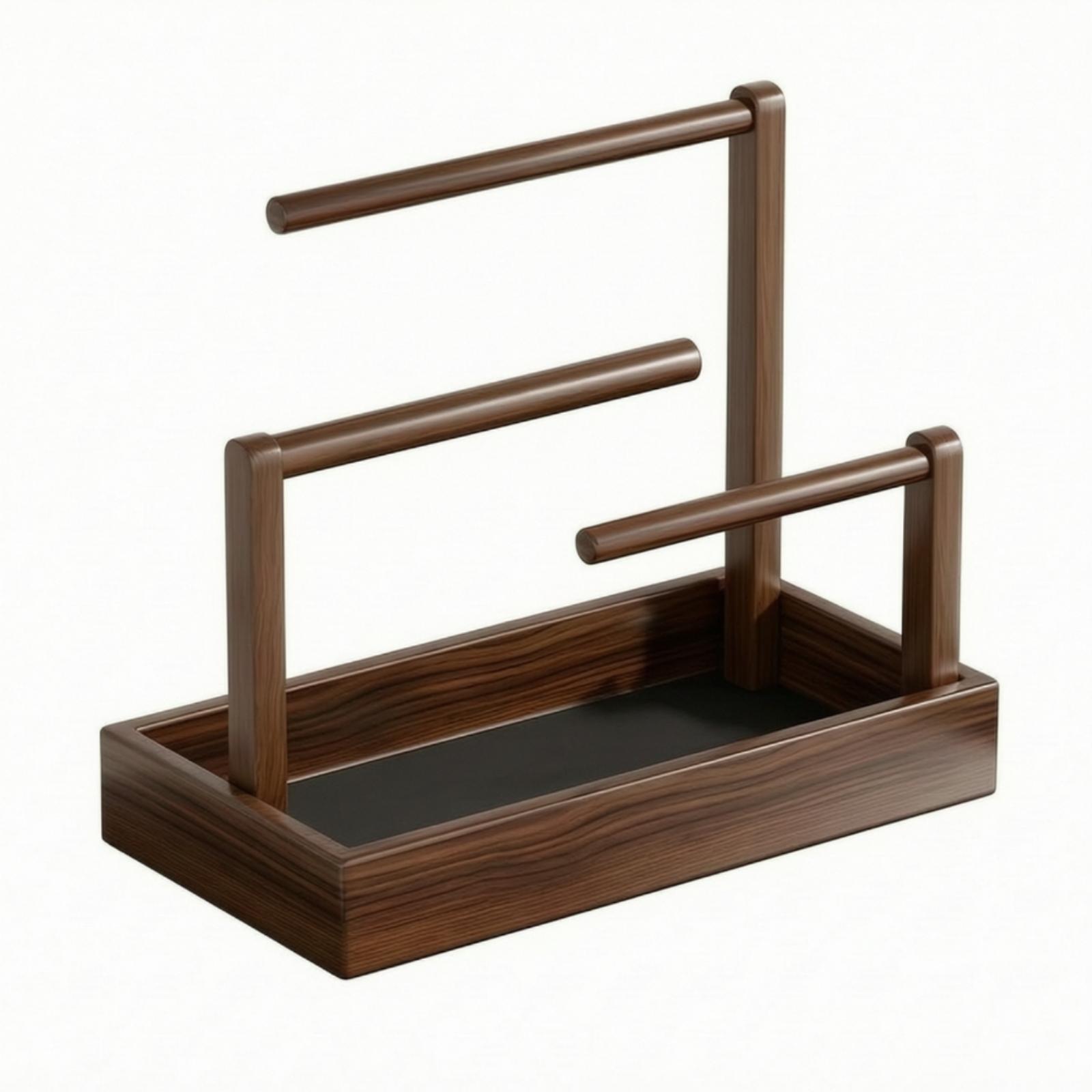 Jewelry And Watches Online - Walnut Wood Jewelry Stand 3 Rod