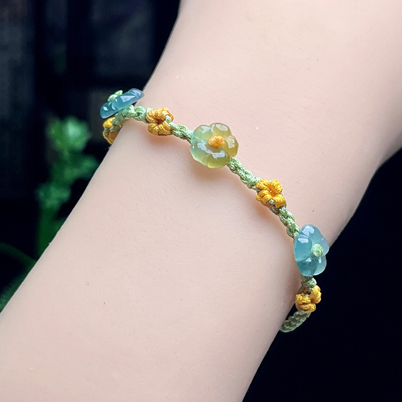 Jewelry & Watches Sp Zo O - Myanmar Jadeite Flower Bracelet Real Jewelry