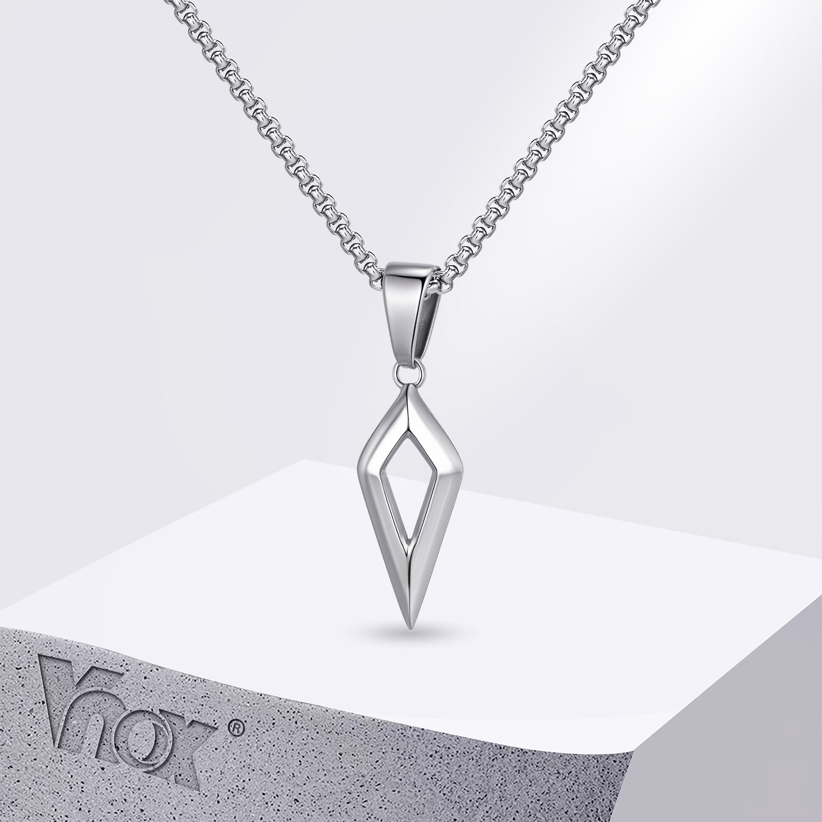 Mens Dog Tag Necklace - Vnox Beveled Four-pointed Star Pendant Necklaces,