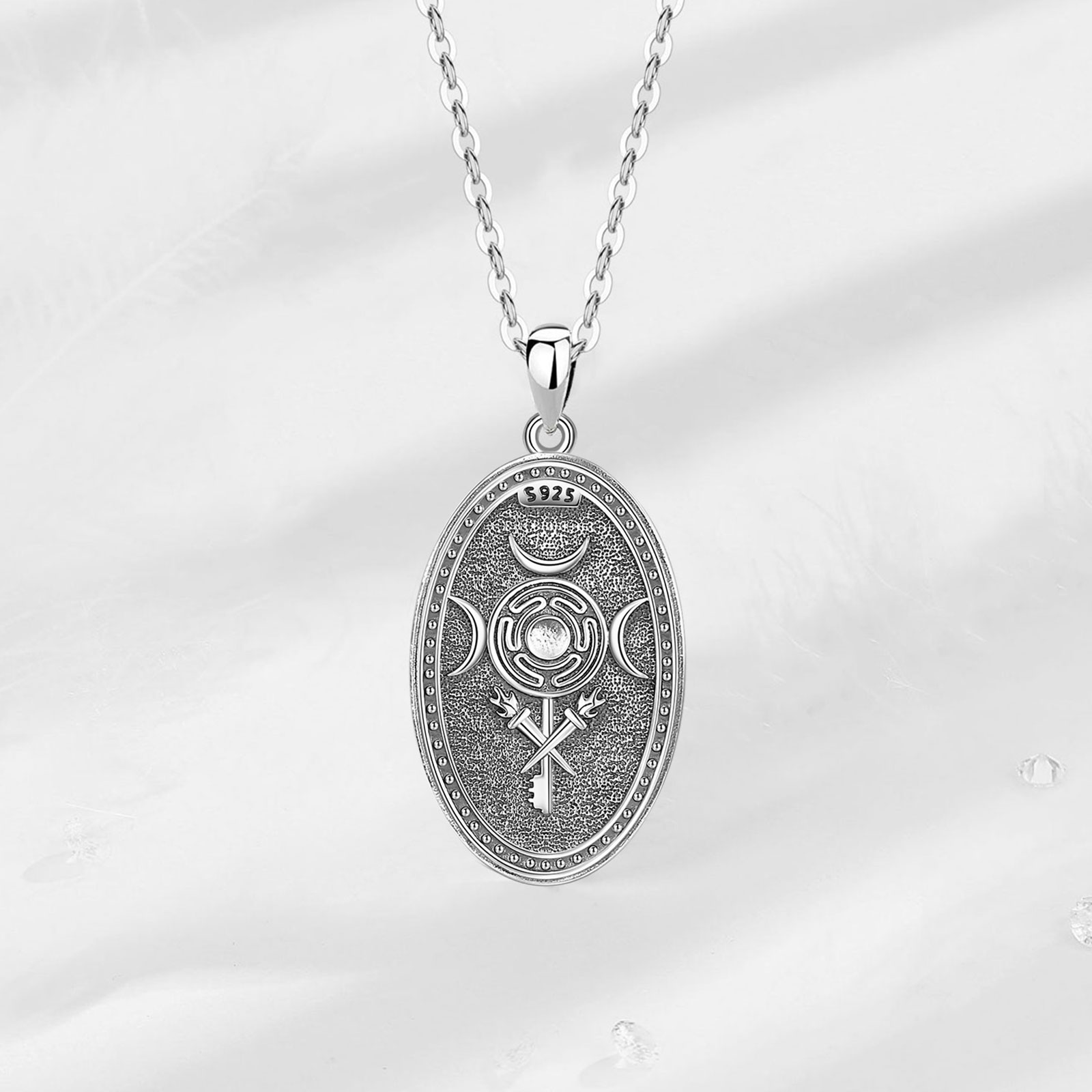 Eudora 925 Sterling Silver Tri - Mens Dog Tag Necklace recension och pris