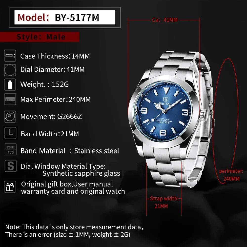 BENYAR Automatic Movement  Mec - Seiko Watch Presage recension och pris
