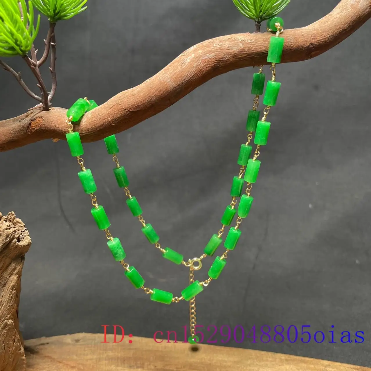 Green Jade Beaded Necklace Vin - Jewelry & Watches Sp Zo O recension och pris