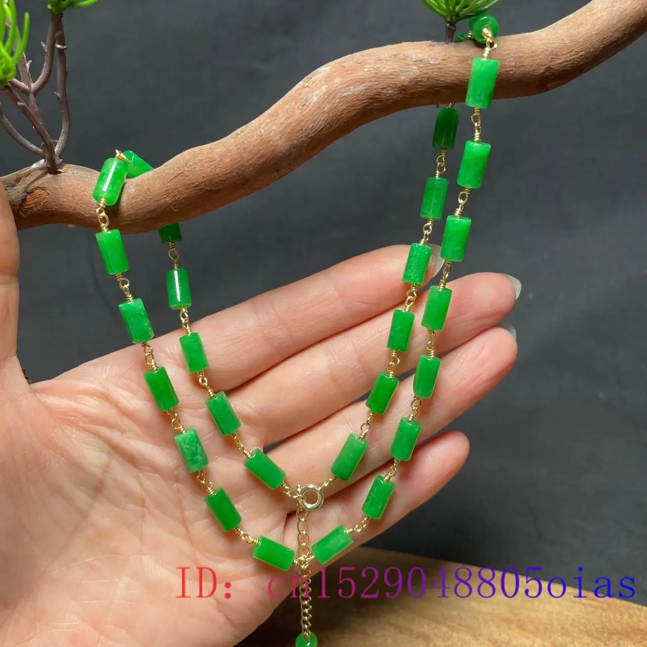 Green Jade Beaded Necklace Vin - Jewelry & Watches Sp Zo O recension och pris