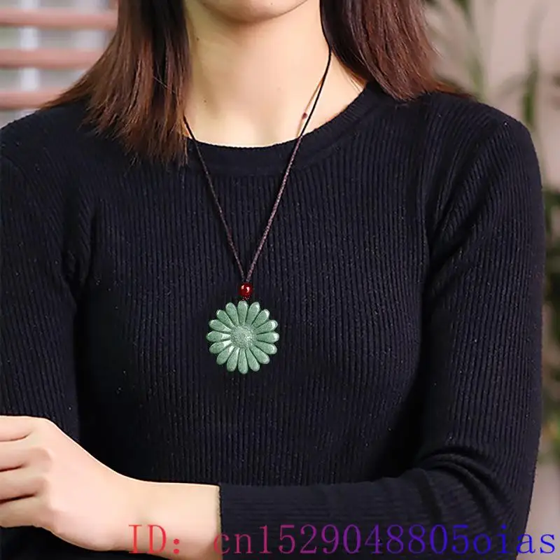 Green Jadeite Sunflower Pendan - Jewelry & Watches Sp Zo O recension och pris