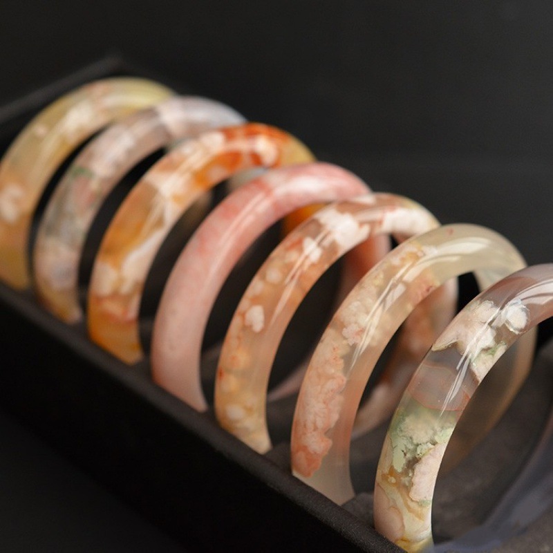 Flower Agate Bangle Women Heal - Gemstone Bracelet Healing recension och pris