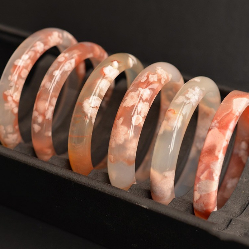 Flower Agate Bangle Women Heal - Gemstone Bracelet Healing recension och pris