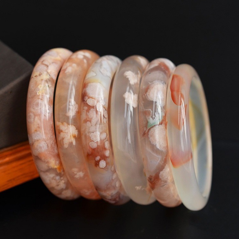 Flower Agate Bangle Women Heal - Gemstone Bracelet Healing recension och pris