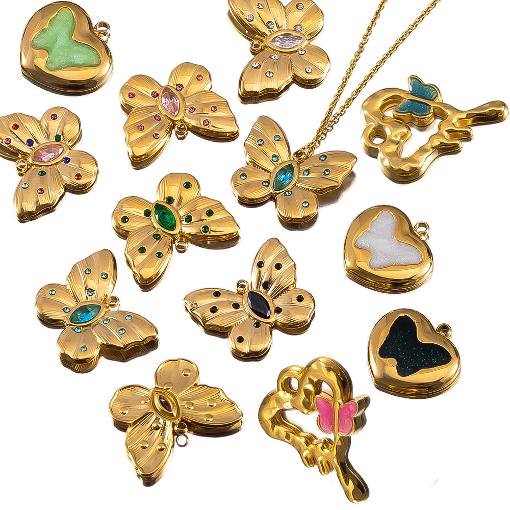 2pcs Enamel Butterfly Lava Lov - Butterfly Pendant Necklace recension och pris