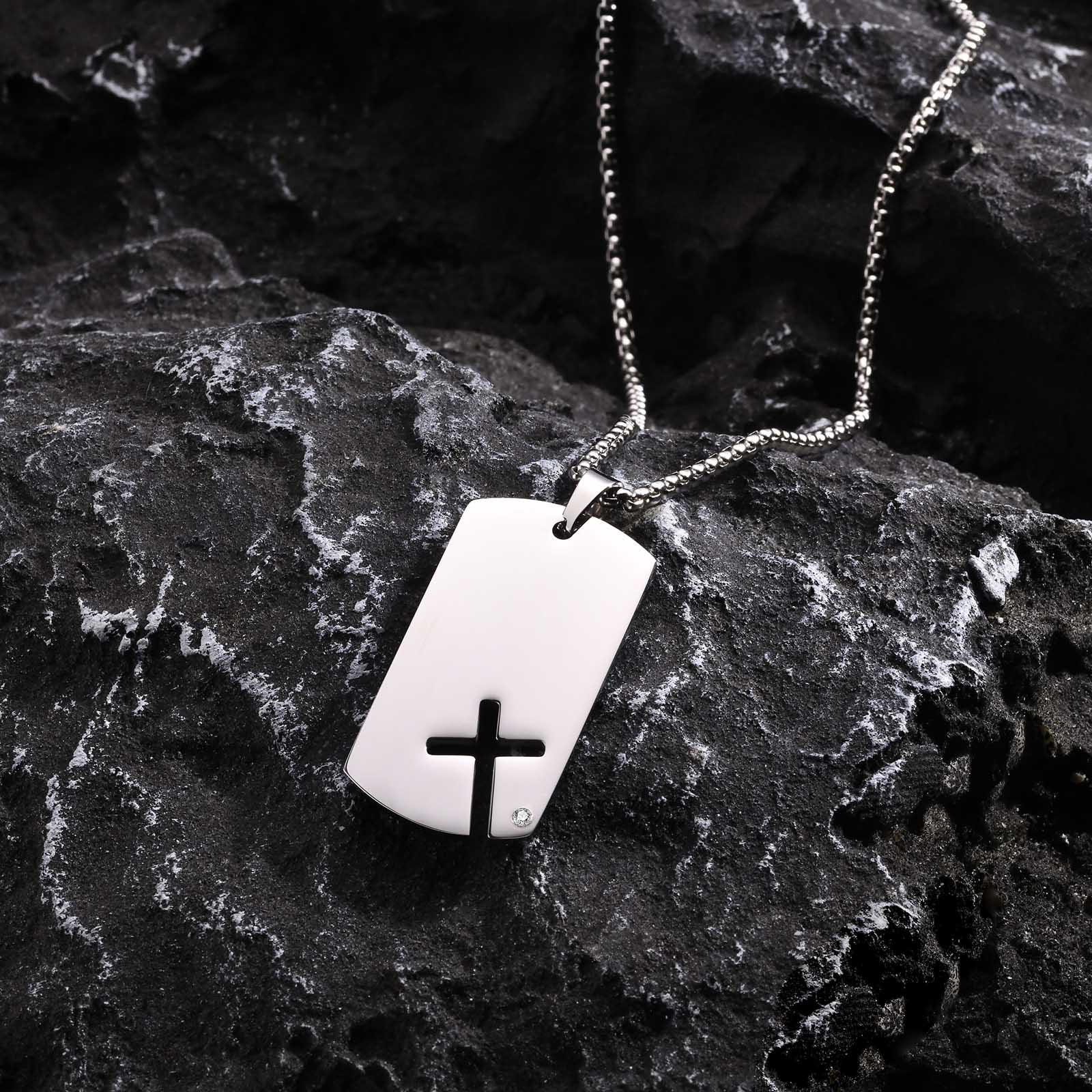 Hollow Cross DogTag Necklaces  - Mens Dog Tag Necklace recension och pris