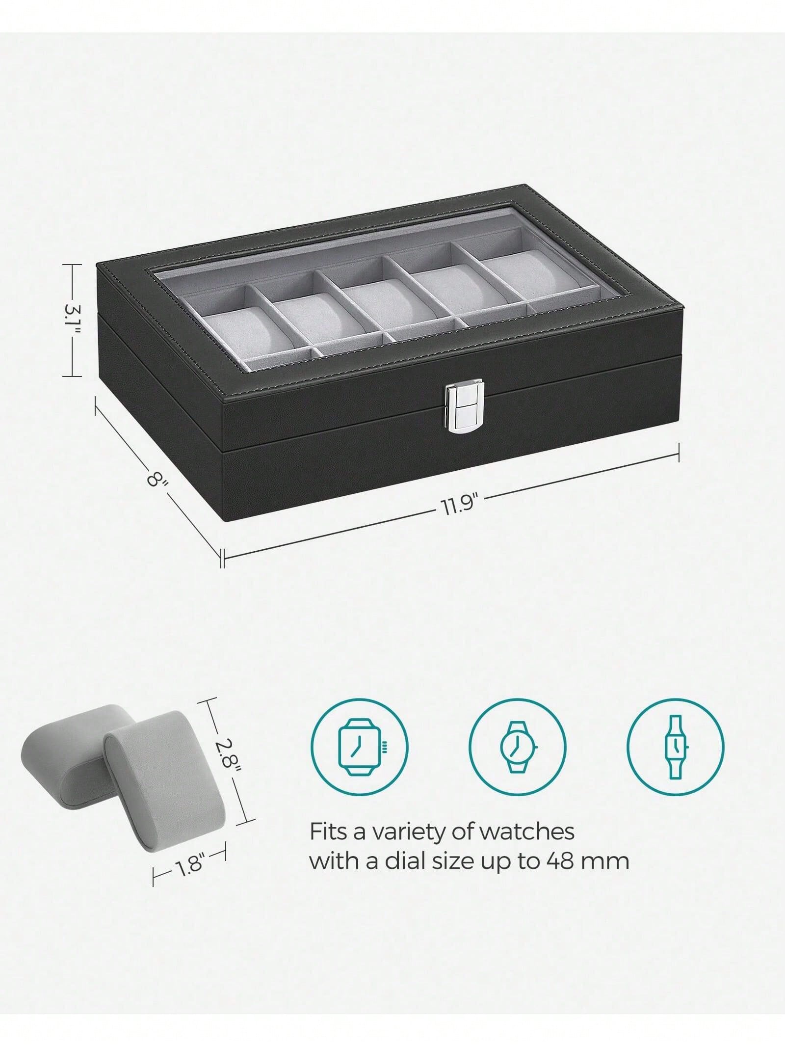 12-Slot Lockable Watch Box wit - Watches Jewelry Holder recension och pris