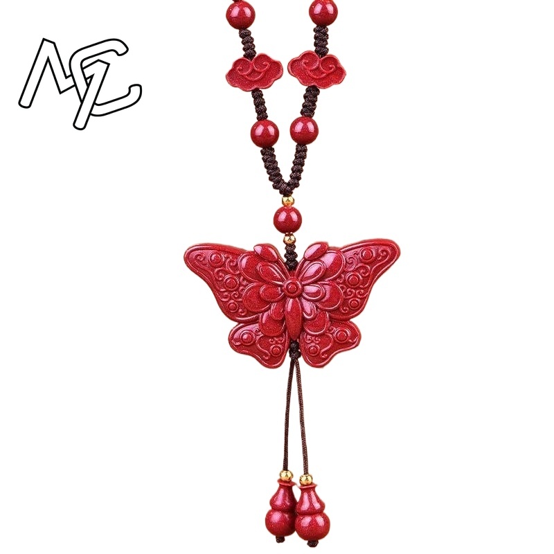 Fashion Red Cinnabar Jade Butt - Butterfly Pendant Necklace recension och pris