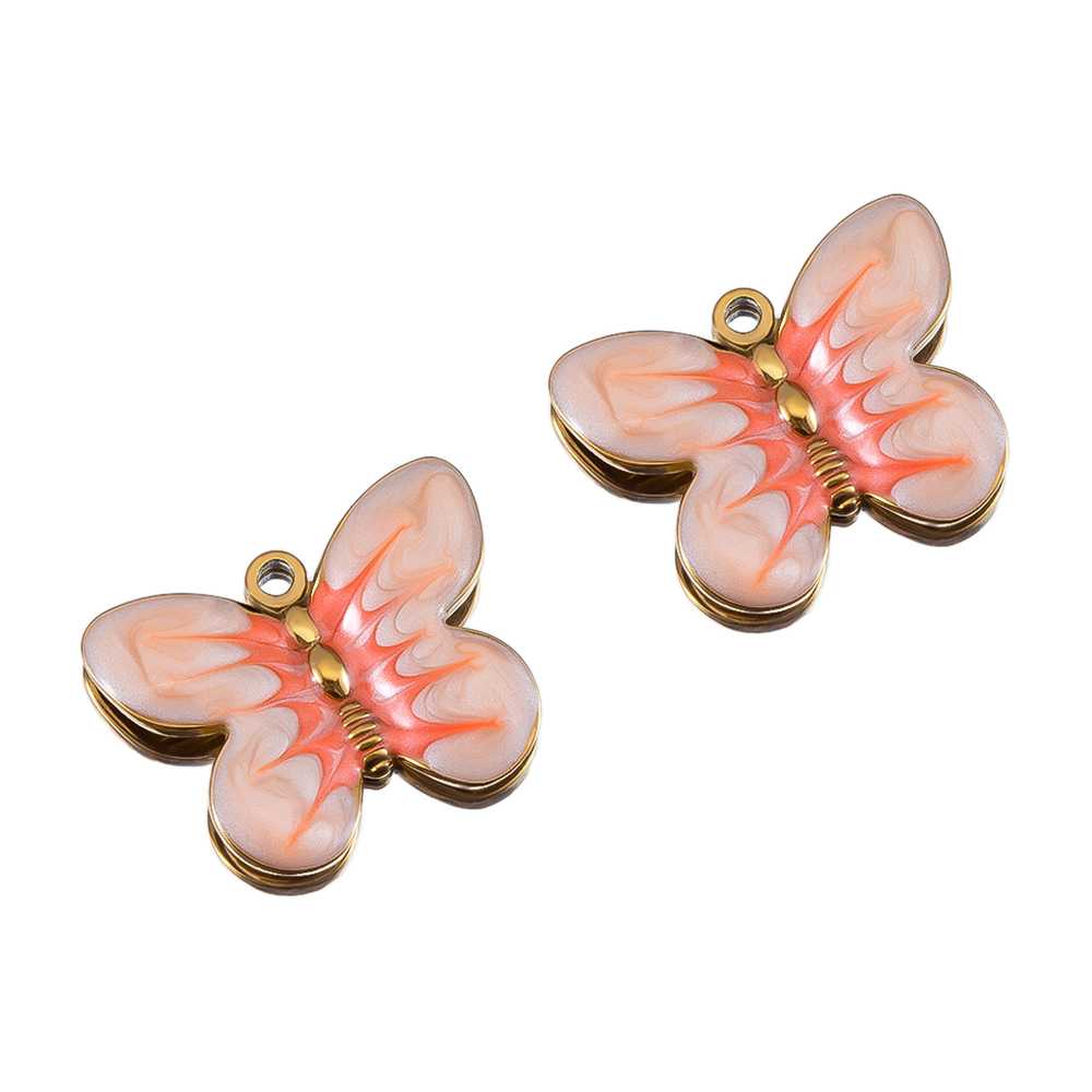 2pcs Stainless Steel Enamel Or - Butterfly Pendant Necklace recension och pris