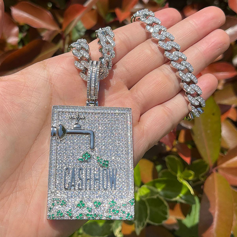 Hip Hop 3A+ CZ Stone Paved Bli - Mens Dog Tag Necklace recension och pris