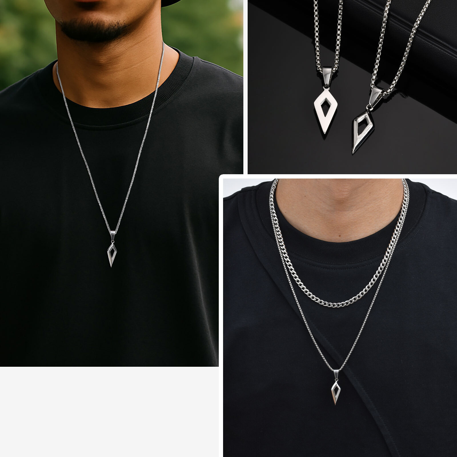 Vnox Beveled Four-pointed Star - Mens Dog Tag Necklace recension och pris