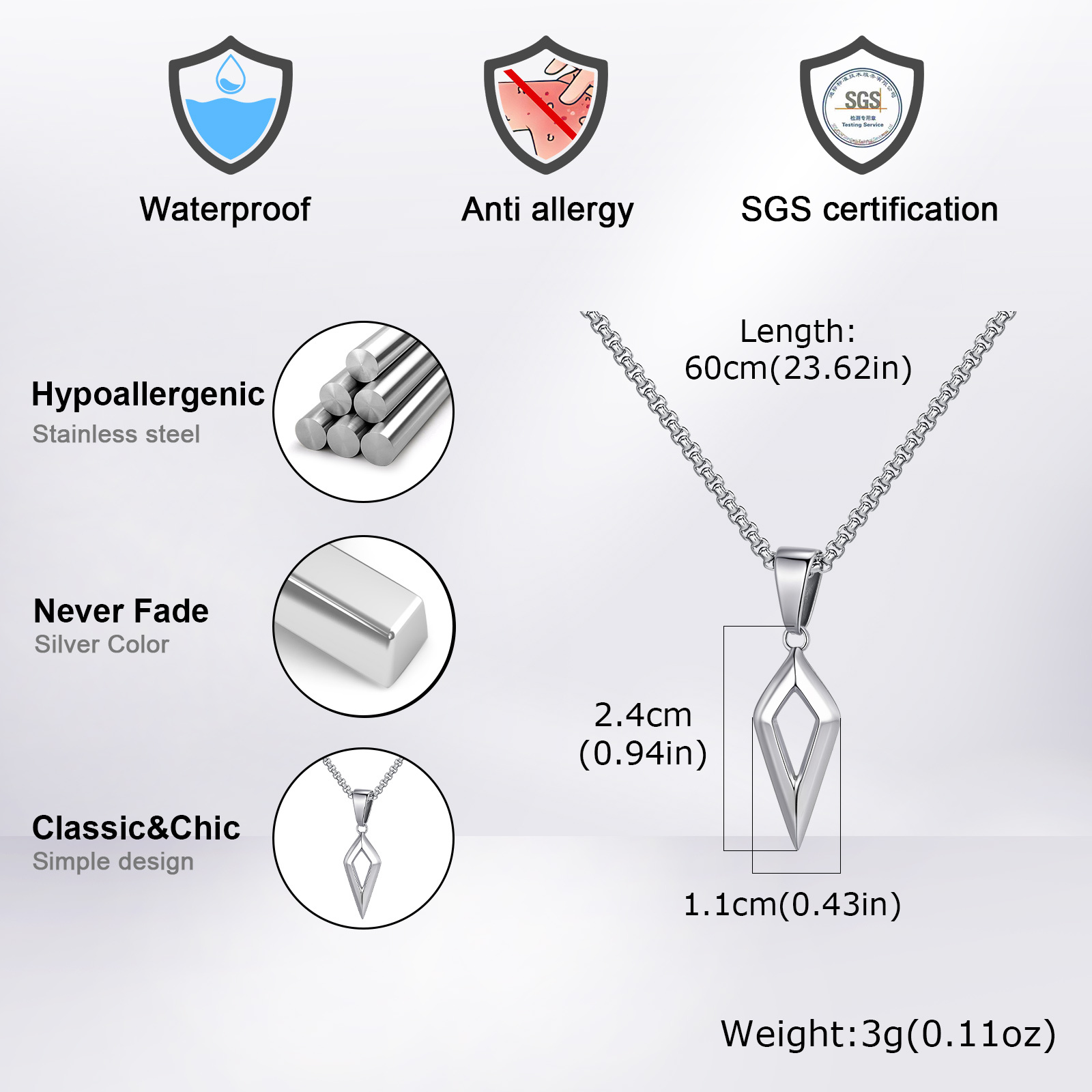 Vnox Beveled Four-pointed Star - Mens Dog Tag Necklace recension och pris