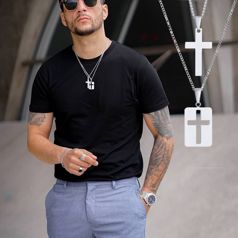 Men Necklaces, Cross Cut Out P - Mens Dog Tag Necklace recension och pris