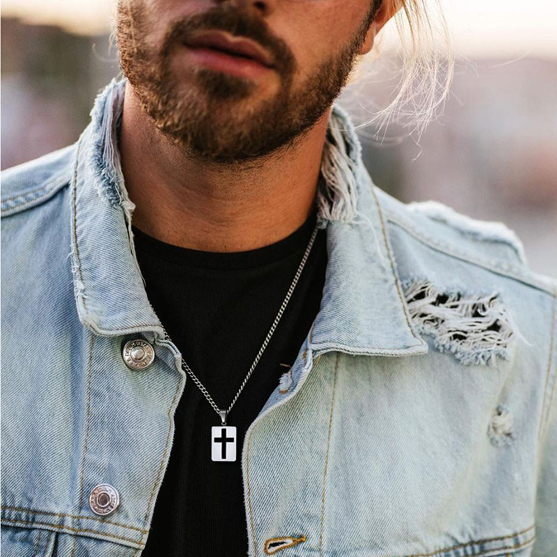 Men Necklaces, Cross Cut Out P - Mens Dog Tag Necklace recension och pris