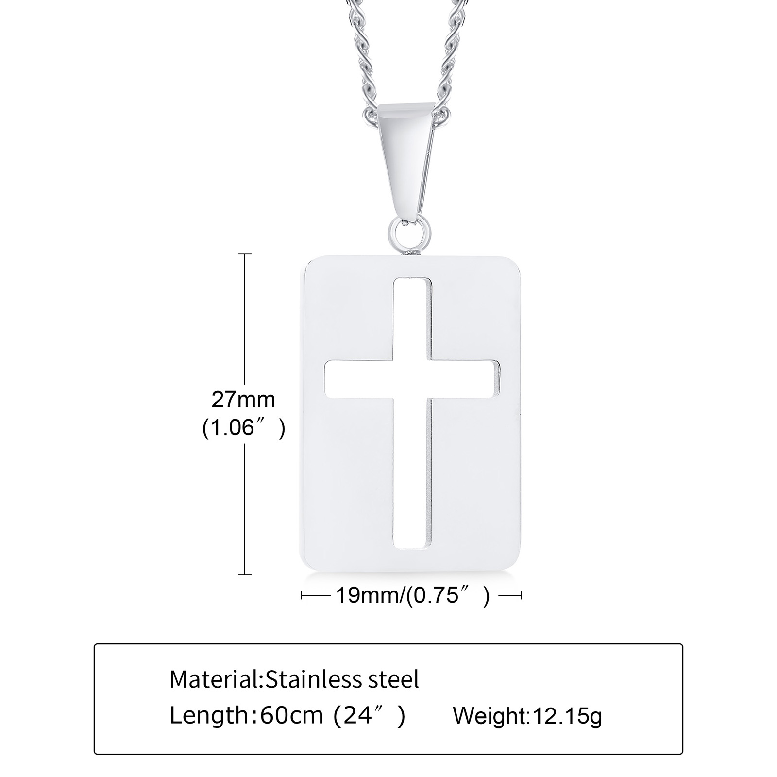 Men Necklaces, Cross Cut Out P - Mens Dog Tag Necklace recension och pris